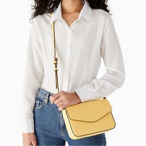 NEW Kate Spade Sadie Envelope Crossbody Leather Purse Bag in Yuzu Jan Yellow NWT